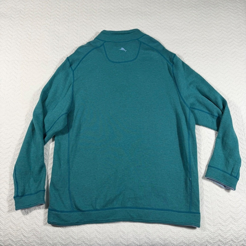 Tommy Bahama Reversible Mens XXL Pullover Sweatshirt Teal Blue Cotton Tencel - Picture 4 of 12